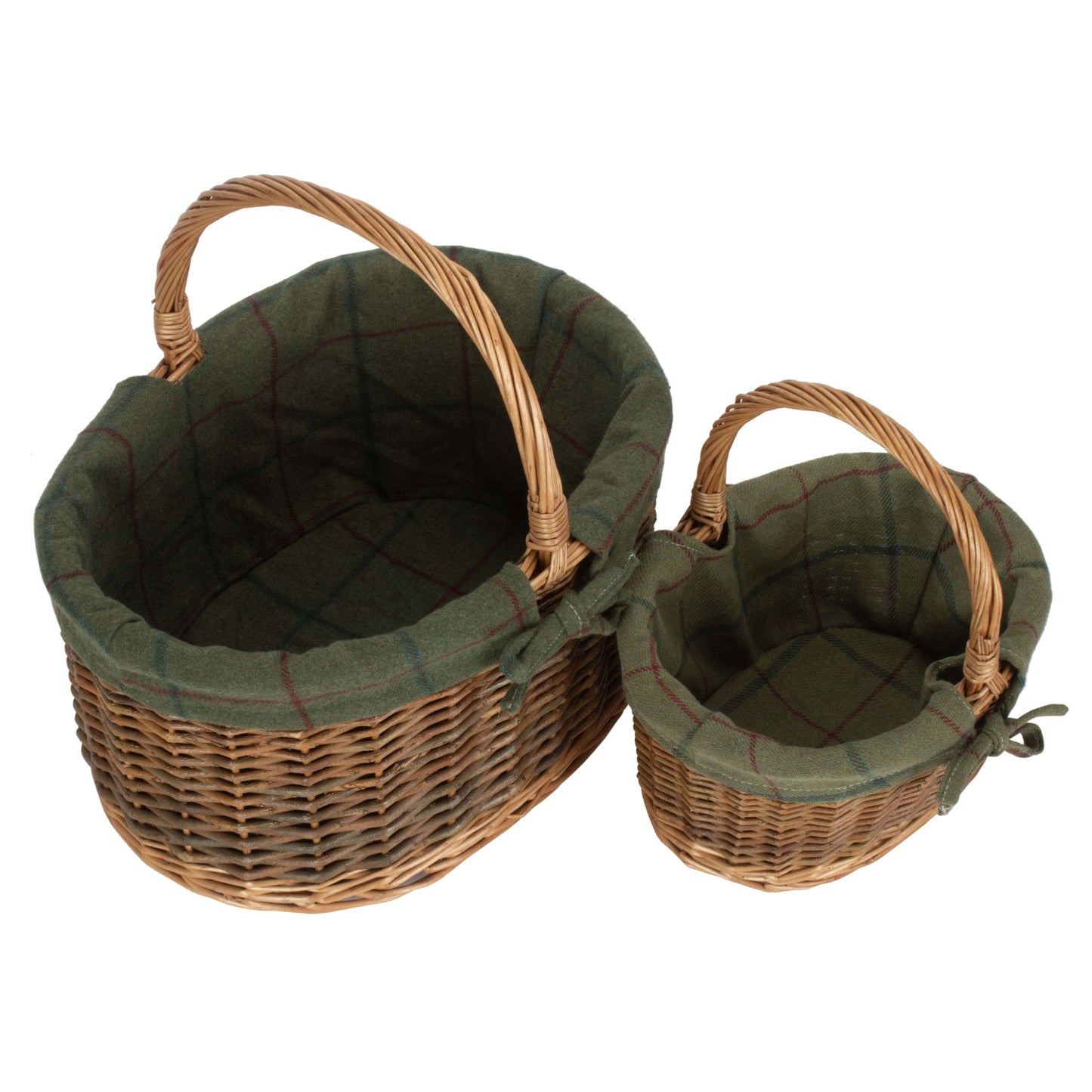 Country Oval Shopper With Green Tweed Lining Set 2
