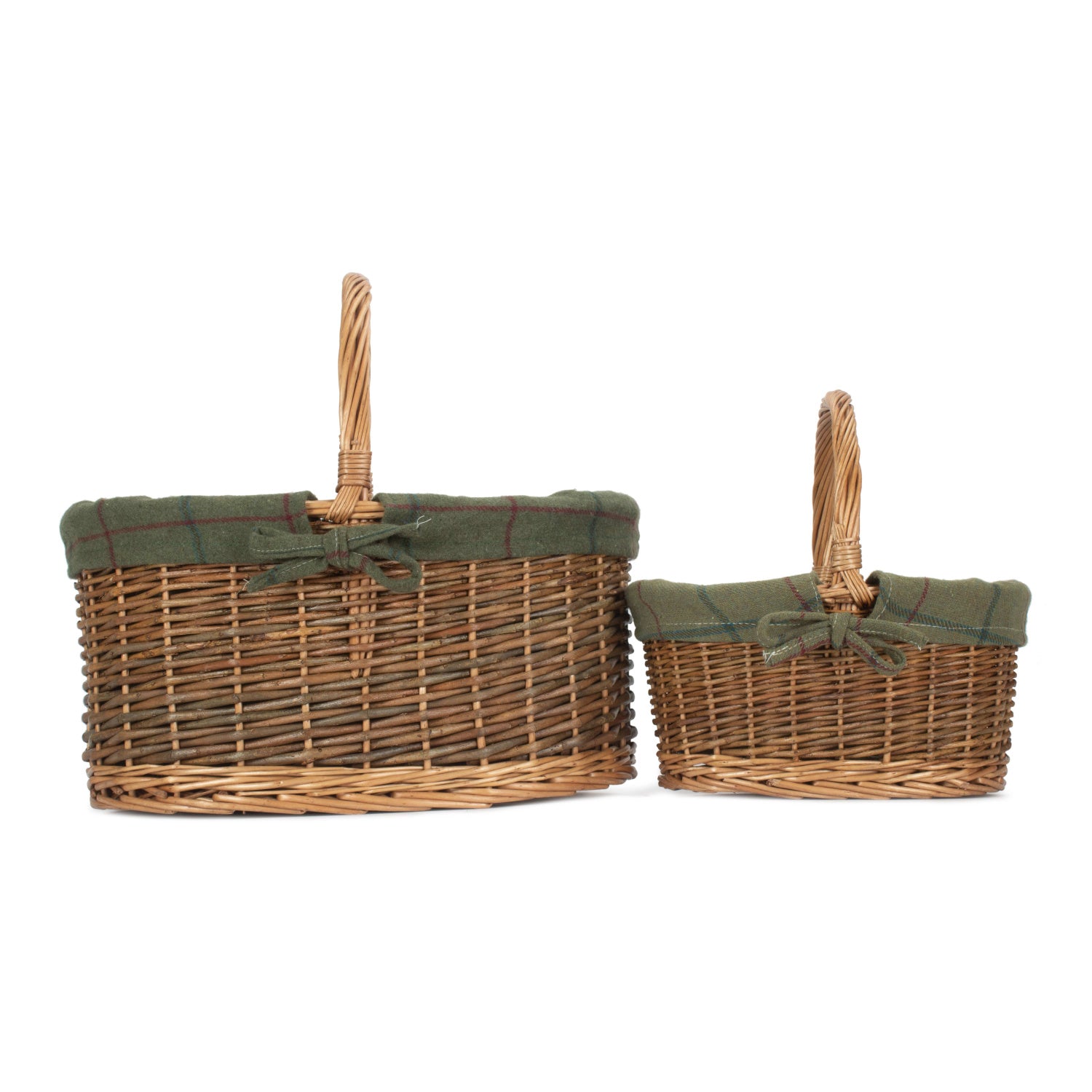 Country Oval Shopper With Green Tweed Lining Set 2