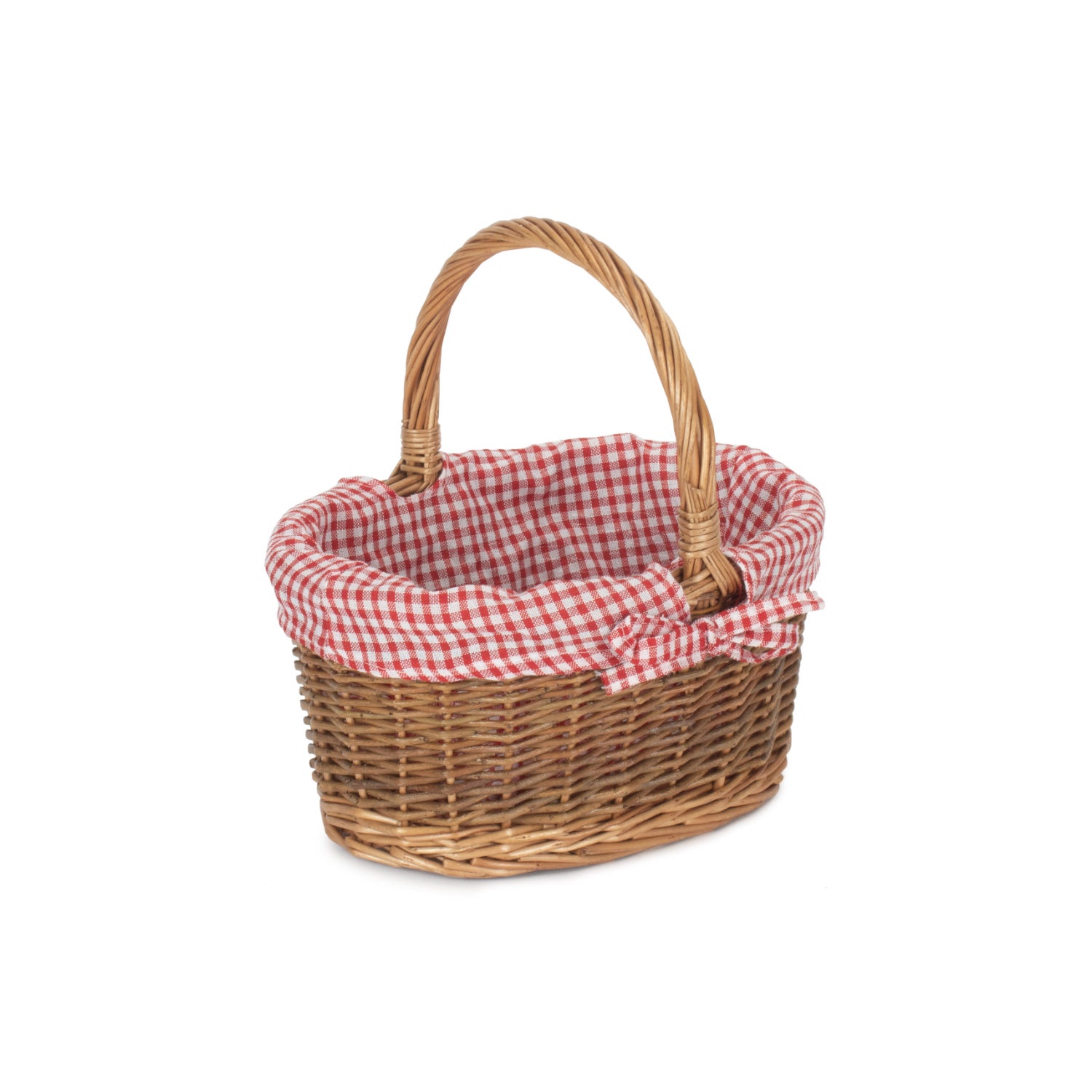 Child's Country Oval Shopper With Red & White Checked Lining
