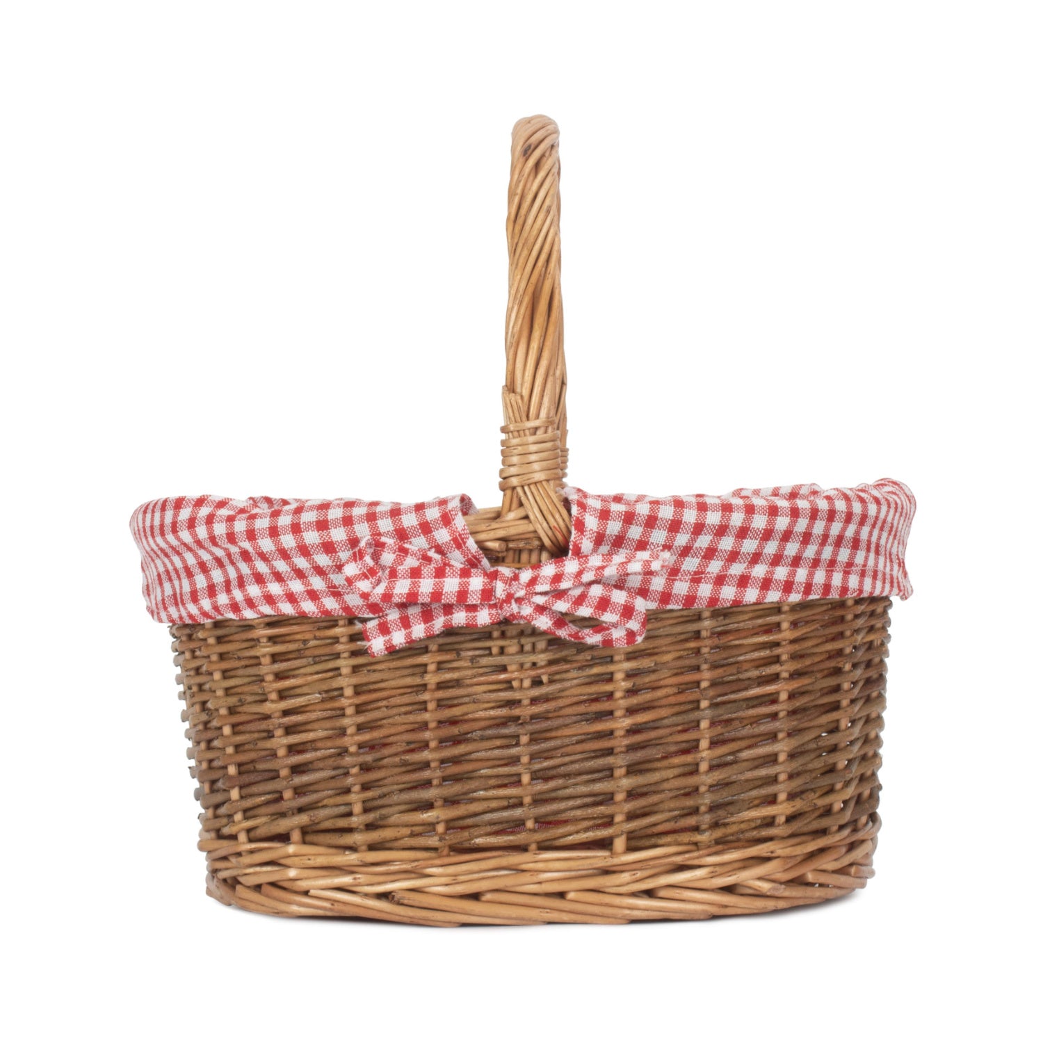Child's Country Oval Shopper With Red & White Checked Lining