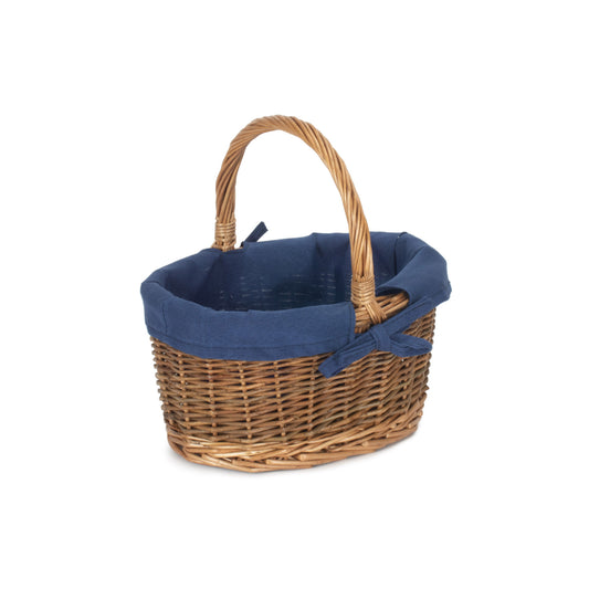 Child's Country Oval Shopper With Navy Blue Lining