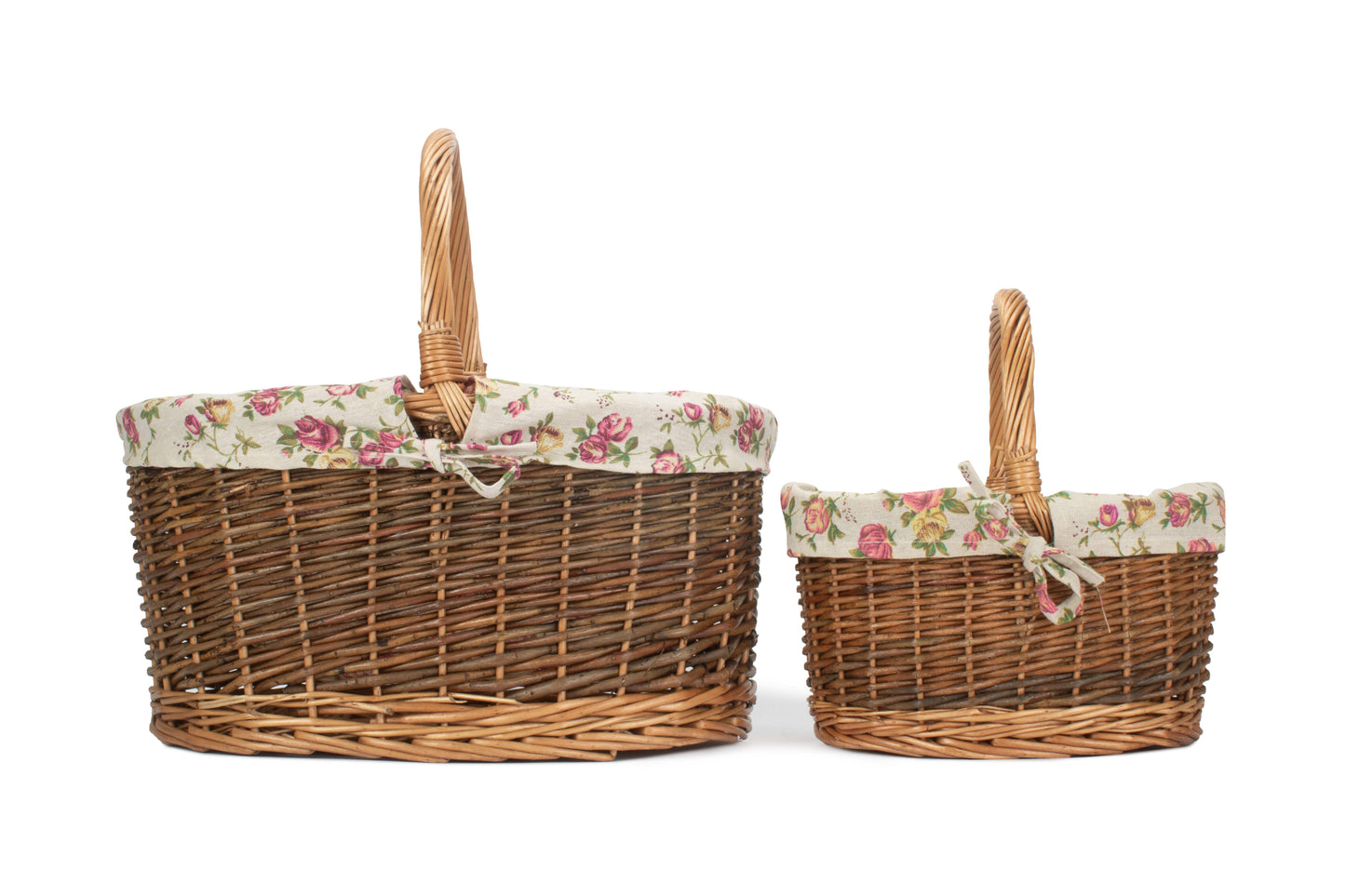 Country Oval Shopper With Garden Rose Lining Set 2