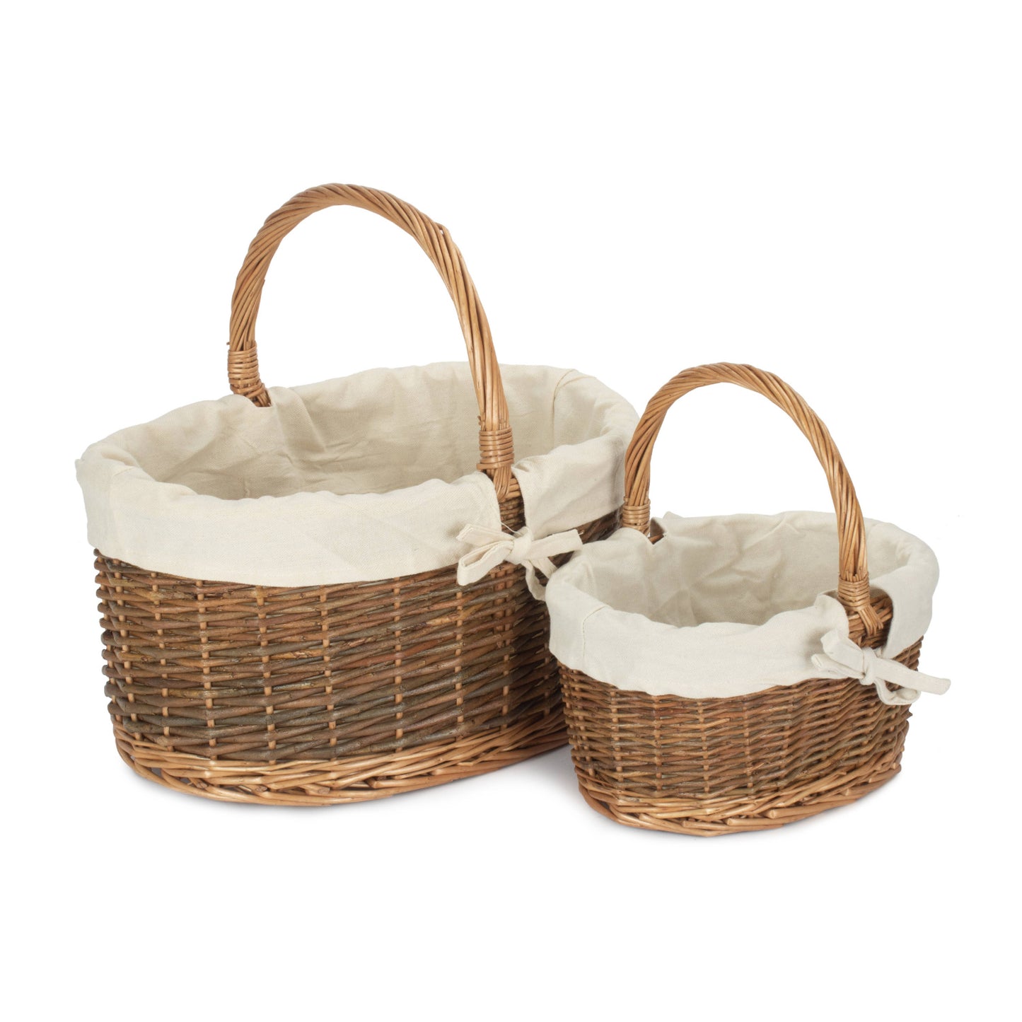 Country Oval Shopper With White Lining Set 2