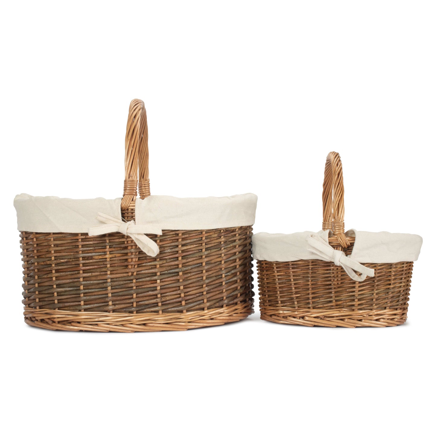 Country Oval Shopper With White Lining Set 2