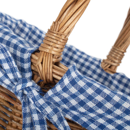Child's Country Oval Shopper With Blue & White Checked Lining