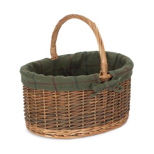 Country Oval Shopper With Green Tweed Lining