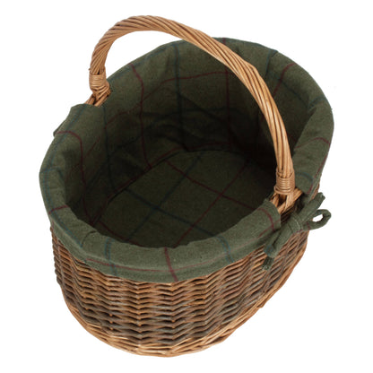 Country Oval Shopper With Green Tweed Lining