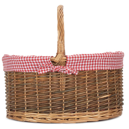 Country Oval Shopper With Red & White Checked Lining