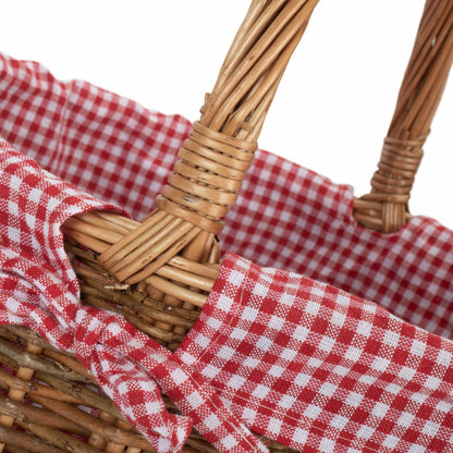 Country Oval Shopper With Red & White Checked Lining