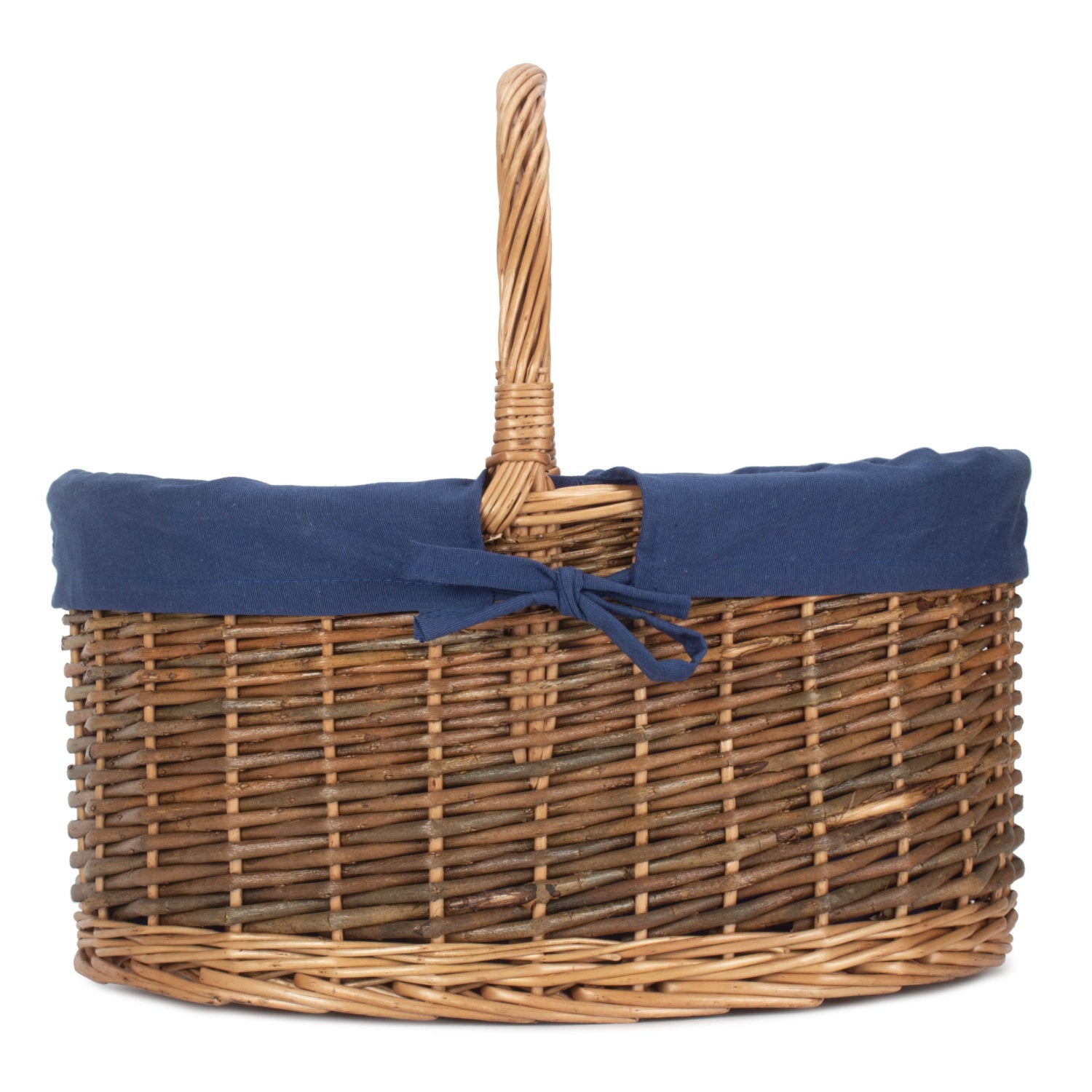 Country Oval Shopper With Navy Lining