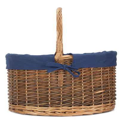 Country Oval Shopper With Navy Lining