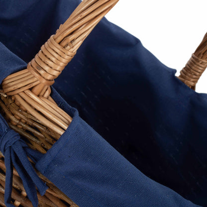 Country Oval Shopper With Navy Lining