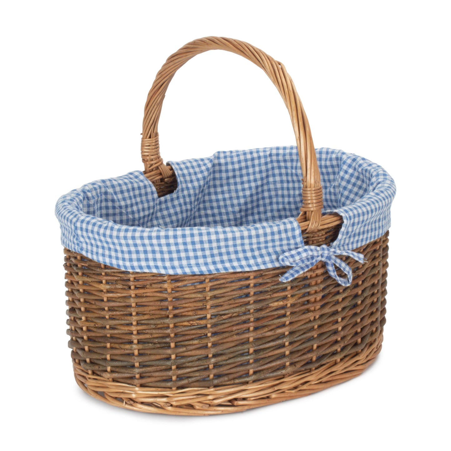 Country Oval Shopper With Blue & White Checked Lining