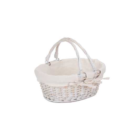 Small White Swing Handle Shopper With White Lining
