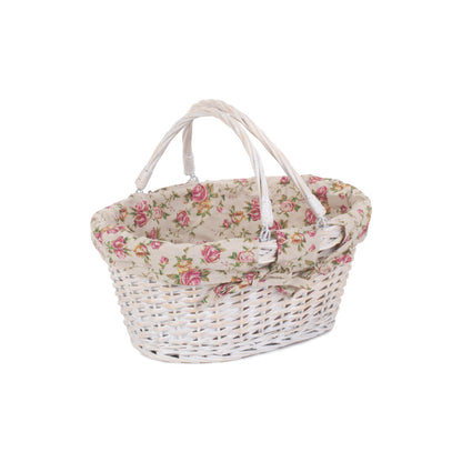 Medium White Swing Handle Shopper - Garden Rose Lining