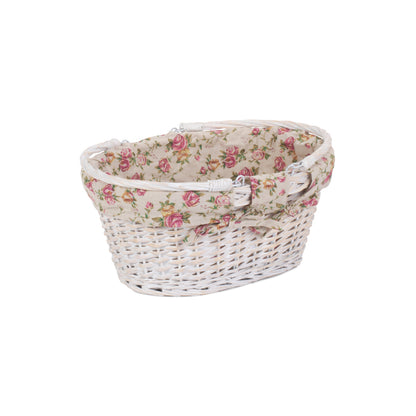 Medium White Swing Handle Shopper - Garden Rose Lining
