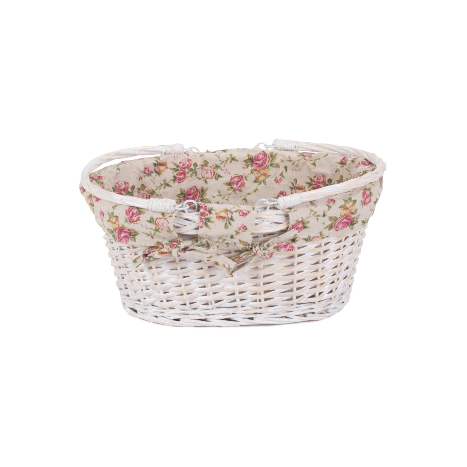 Medium White Swing Handle Shopper - Garden Rose Lining
