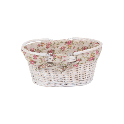 Medium White Swing Handle Shopper - Garden Rose Lining