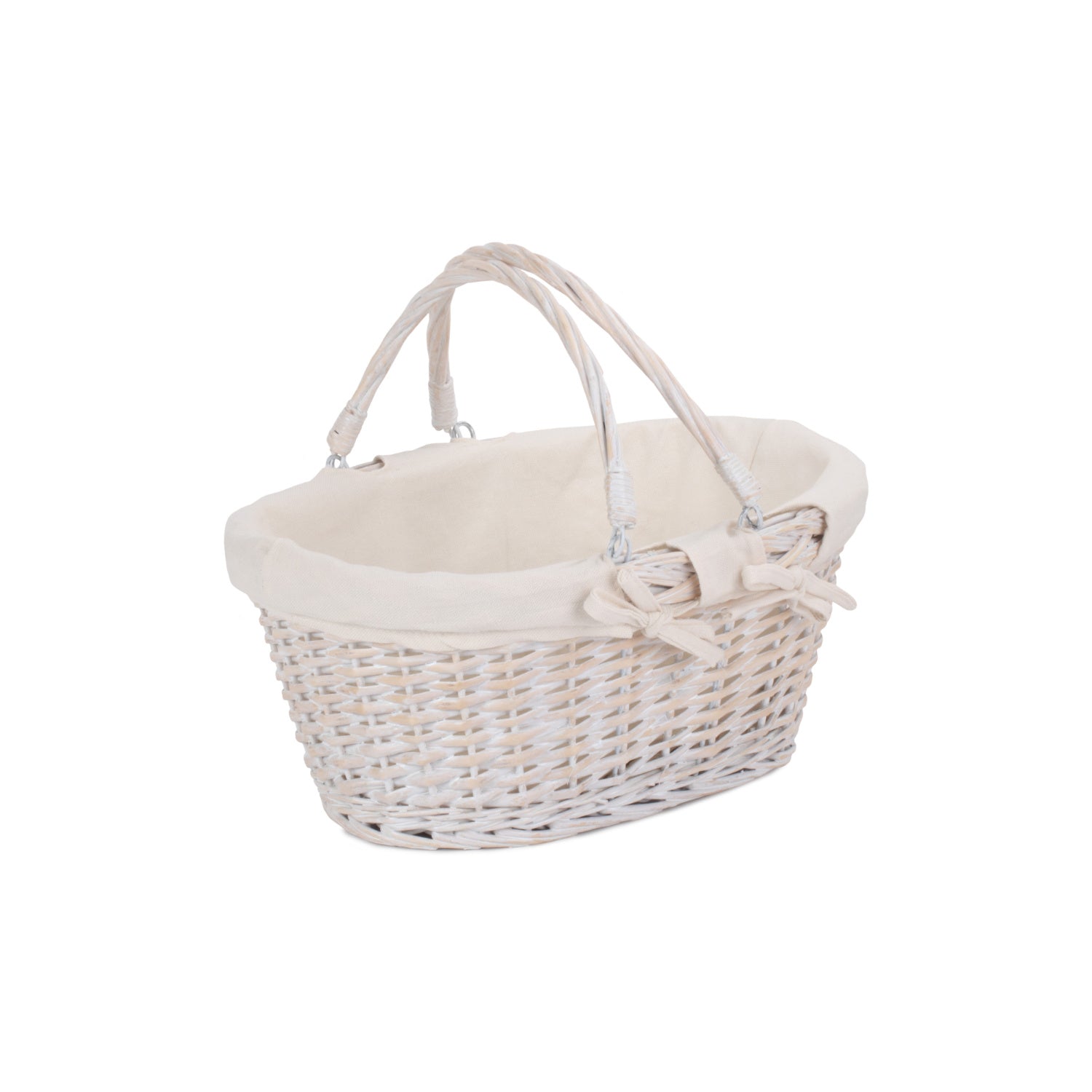 Medium White Swing Handle Shopper - White Lining