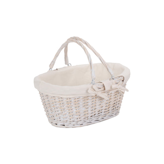 Medium White Swing Handle Shopper - White Lining