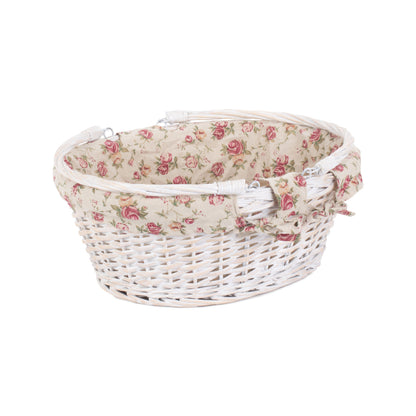 Large White Swing Handle Shopper - Garden Rose Lining