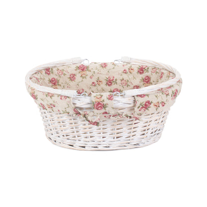 Large White Swing Handle Shopper - Garden Rose Lining