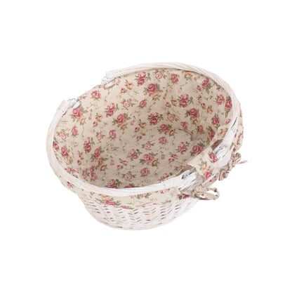 Large White Swing Handle Shopper - Garden Rose Lining