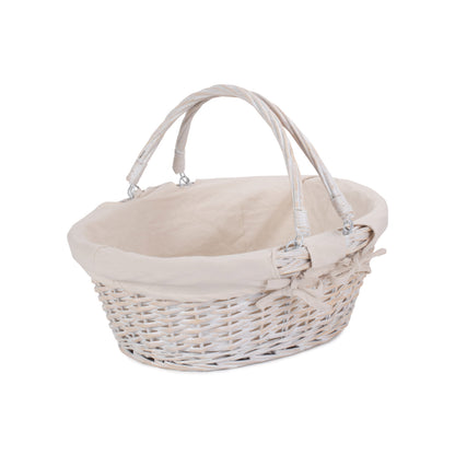 Large White Swing Handle Shopper - White Lining