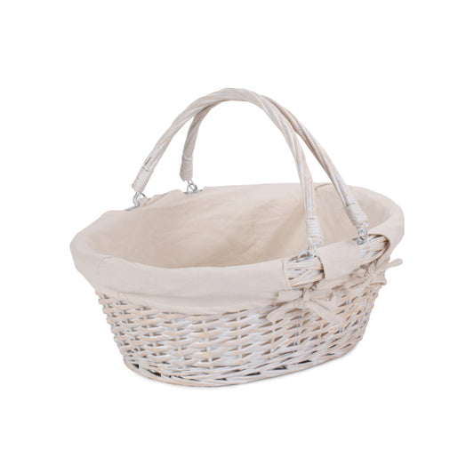 Large White Swing Handle Shopper - White Lining