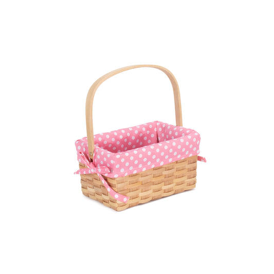 Chipwood Swing Handle Basket With Pink Lining