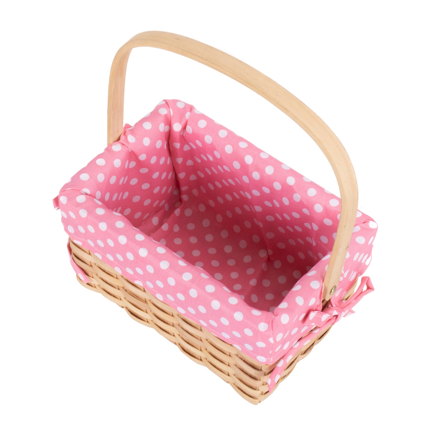 Chipwood Swing Handle Basket With Pink Lining