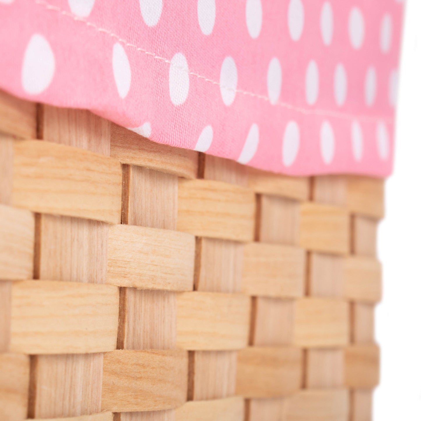 Chipwood Swing Handle Basket With Pink Lining