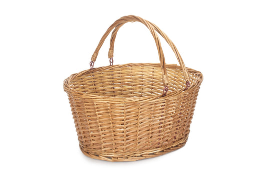 Double Steamed Wicker Shopping Basket With Swing Handles - Unlined
