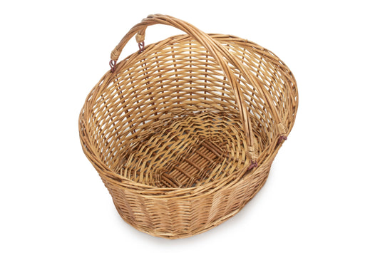 Double Steamed Wicker Shopping Basket With Swing Handles - Unlined