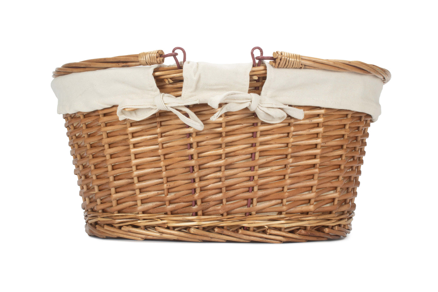 Lined Double Steamed Wicker Shopping Basket With Swing Handles