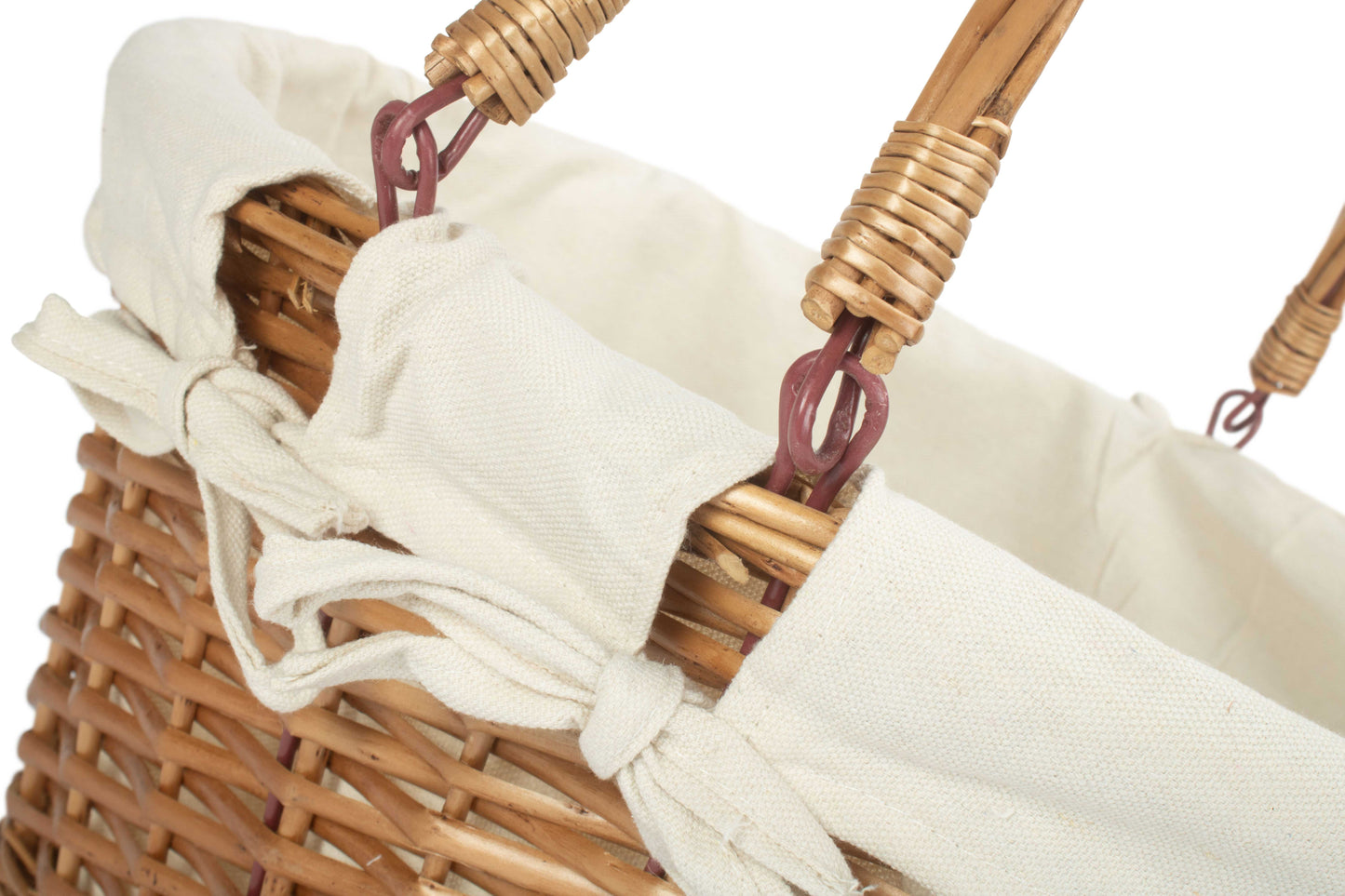 Lined Double Steamed Wicker Shopping Basket With Swing Handles