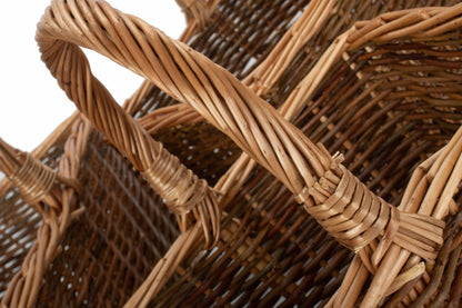 Rectangular Unpeeled Willow Shopper Basket Set 3