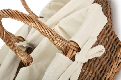 Rectangular Unpeeled Willow Shopper Baskets with White Lining Set 3