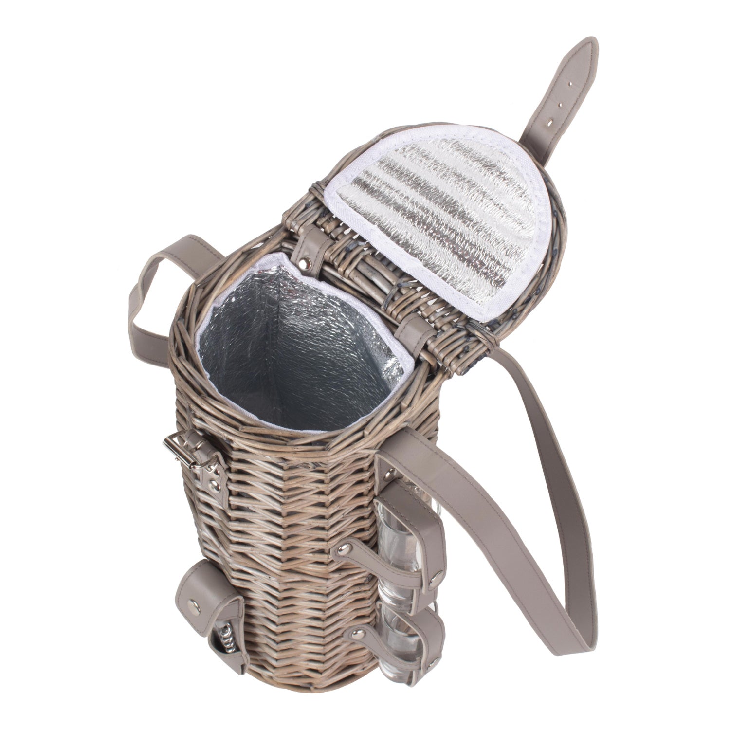 Single Bottle & 2 Cartridge Glass Carrier With Shoulder Strap