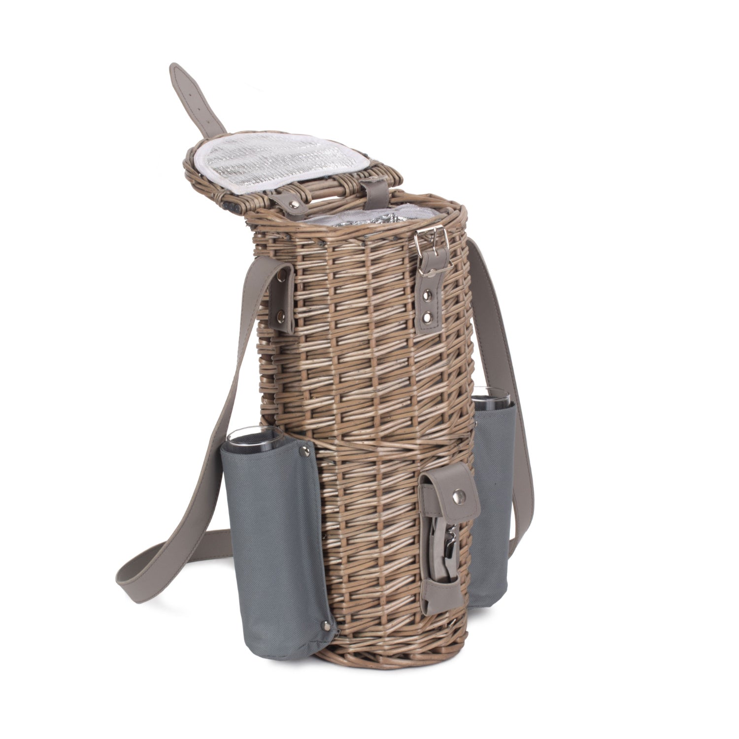 Single Bottle & 2 Champagne Glass Carrier With Shoulder Strap