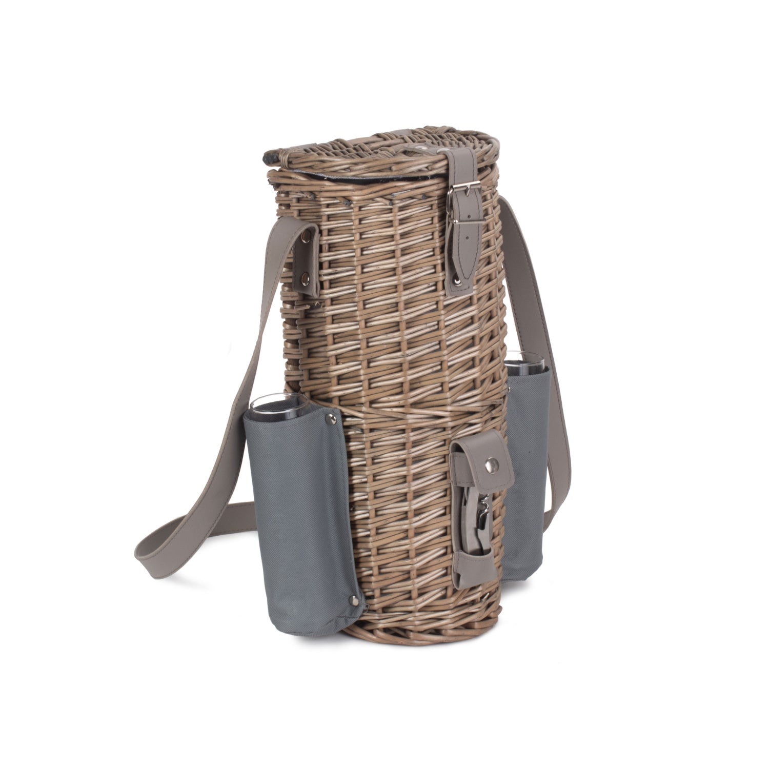 Single Bottle & 2 Champagne Glass Carrier With Shoulder Strap