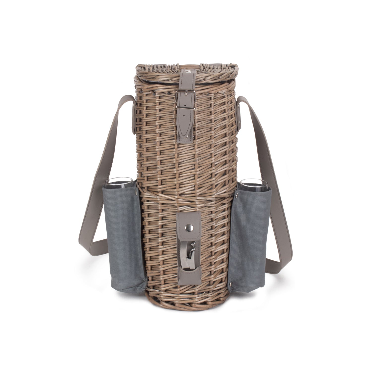 Single Bottle & 2 Champagne Glass Carrier With Shoulder Strap