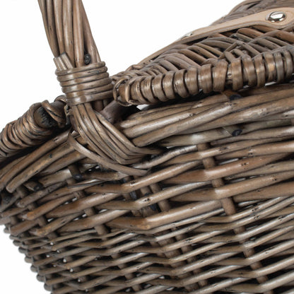 Antique Wash Finish Willow Oval Picnic Basket