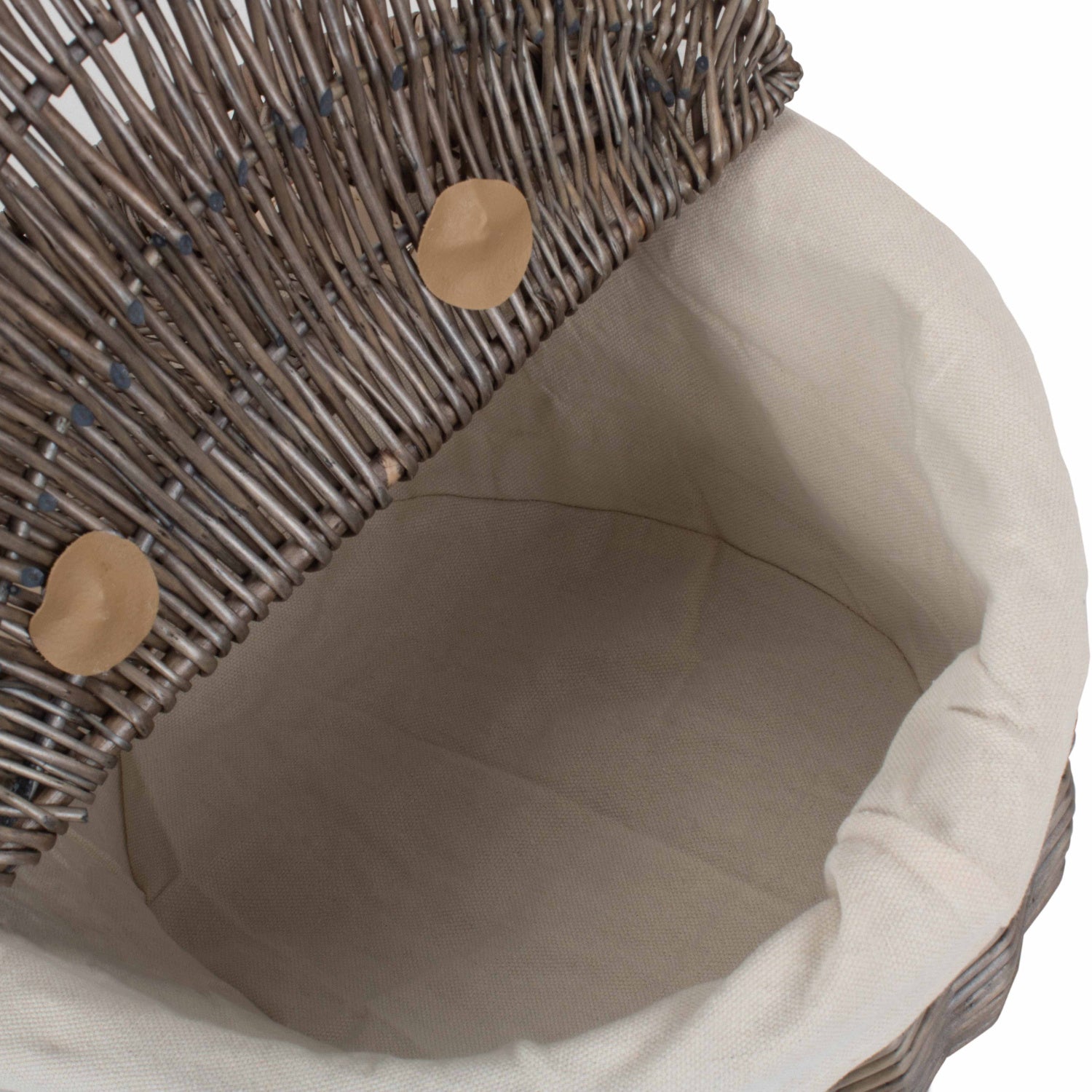 Antique Wash Finish Willow Oval Picnic Basket with White Lining