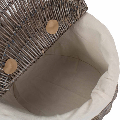 Antique Wash Finish Willow Oval Picnic Basket with White Lining