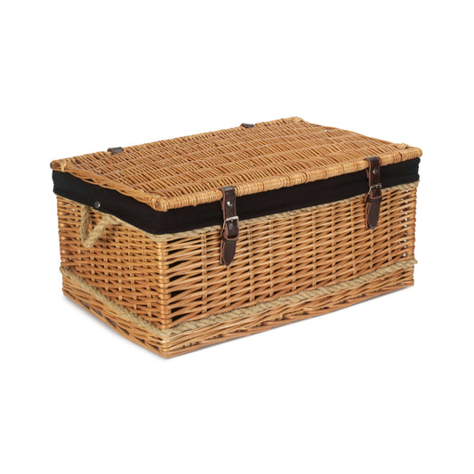 24 Inch Rope Handled Willow Hamper Trunk with Black Lining