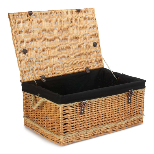 24 Inch Rope Handled Willow Hamper Trunk with Black Lining