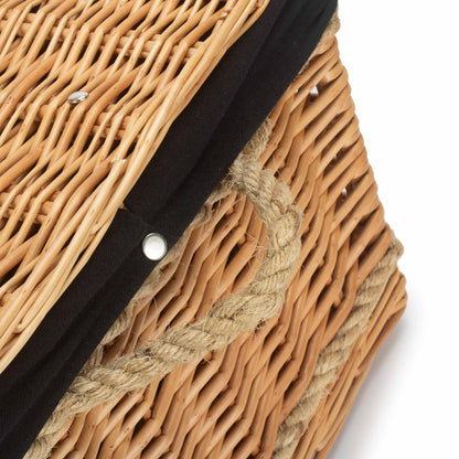 24 Inch Rope Handled Willow Hamper Trunk with Black Lining