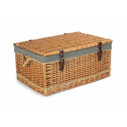 24 Inch Rope Handled Willow Hamper Trunk with Grey Sage Lining