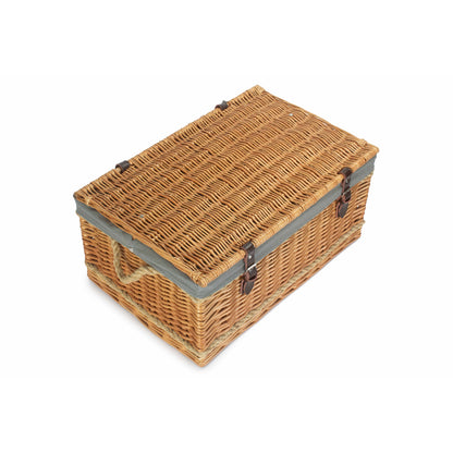24 Inch Rope Handled Willow Hamper Trunk with Grey Sage Lining